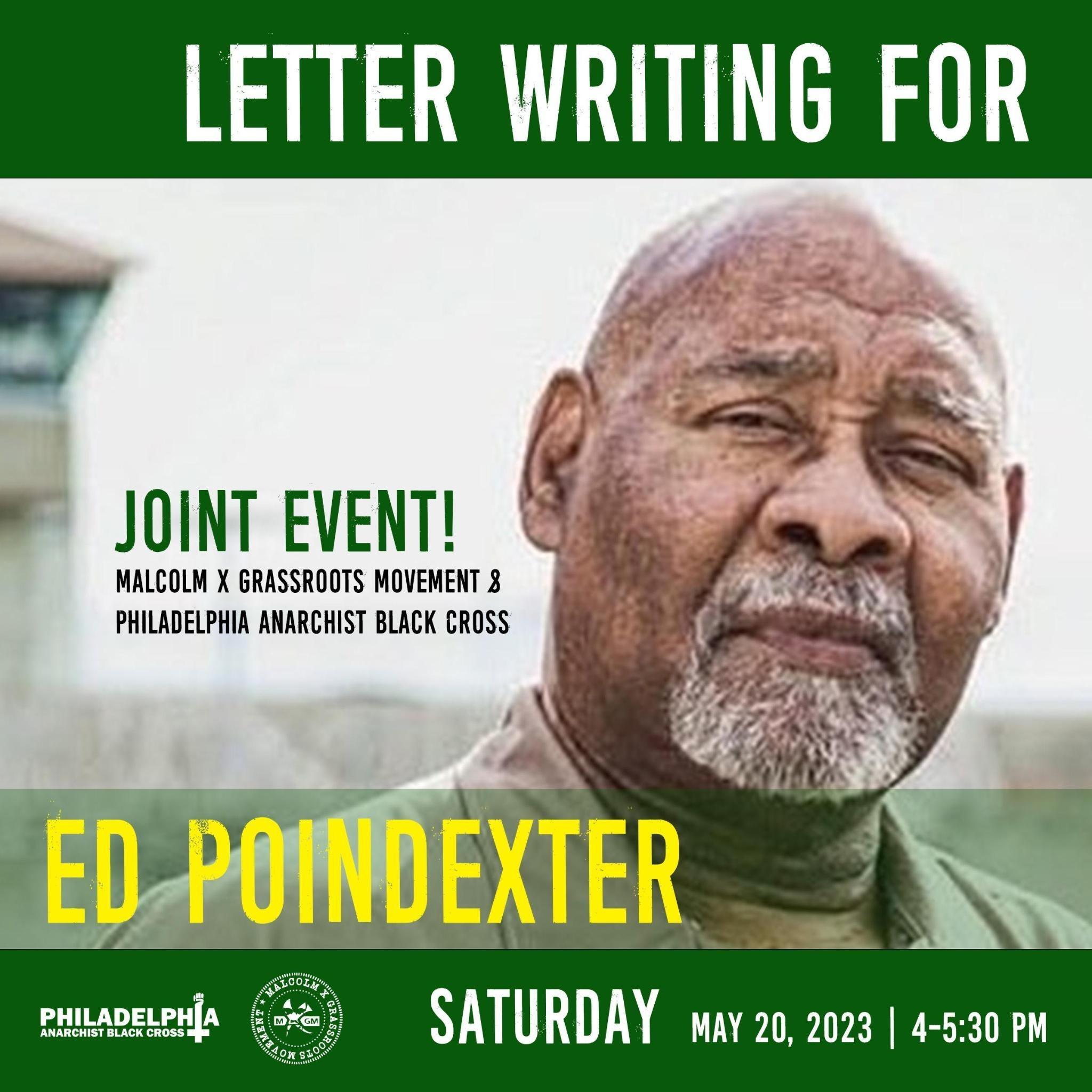 Saturday May 20th: Letter-writing for Edward Poindexter