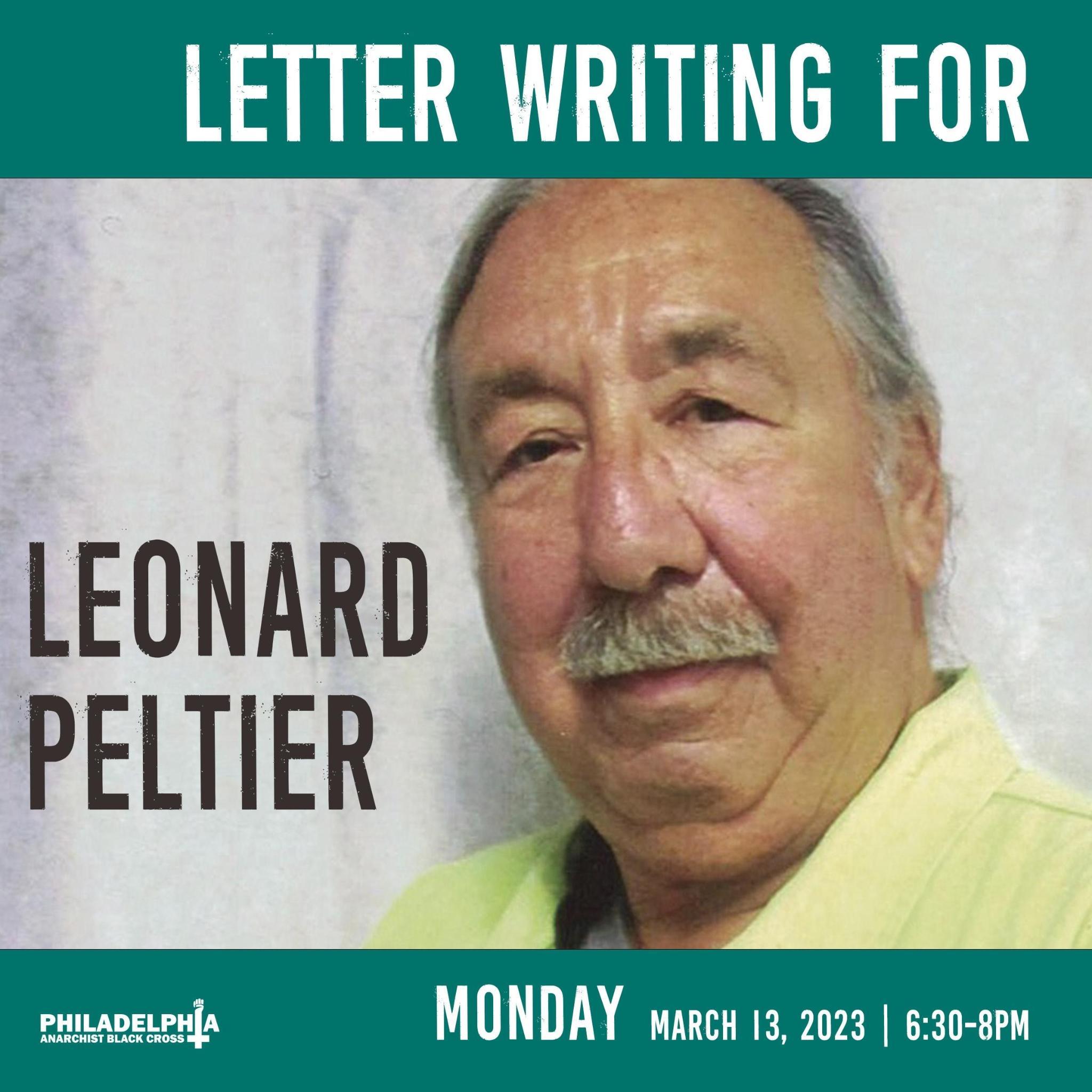 Monday March 13th: Letter-writing for Leonard Peltier